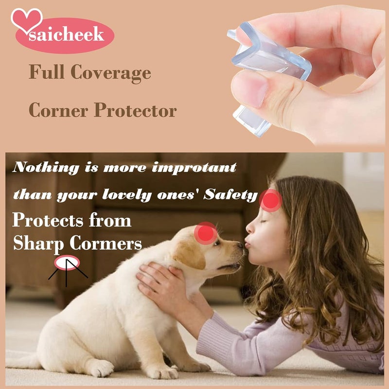 saicheek 4Pcs Large(Length: 1.7inch) Silicone Corner Protector Baby Proofing,Table Corner Protectors for Baby,Strong Adhesive T Shaped Baby Head Protector Table Corner Protectors for Furniture - Image 2